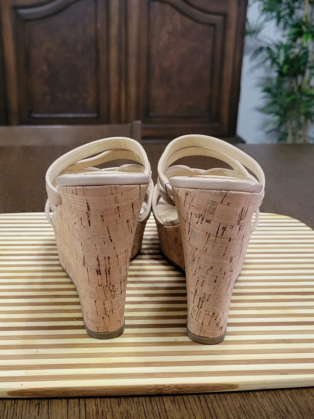Ivanka Trump Beige Cork Wedge Heels